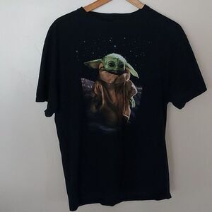 Star Wars Baby Yoda The‎ Mandalorian The Child Black Cotton Men's Large T Shirt